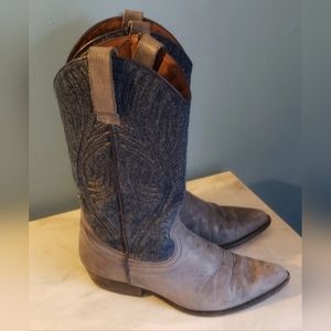 Vintage Guess Georges Marciano Western Denim/Leather Stitch 80s Woman Calf Boots